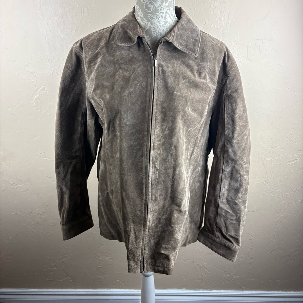 Chicos Brown Suede Jacket Zip-up Women’s size XL 3